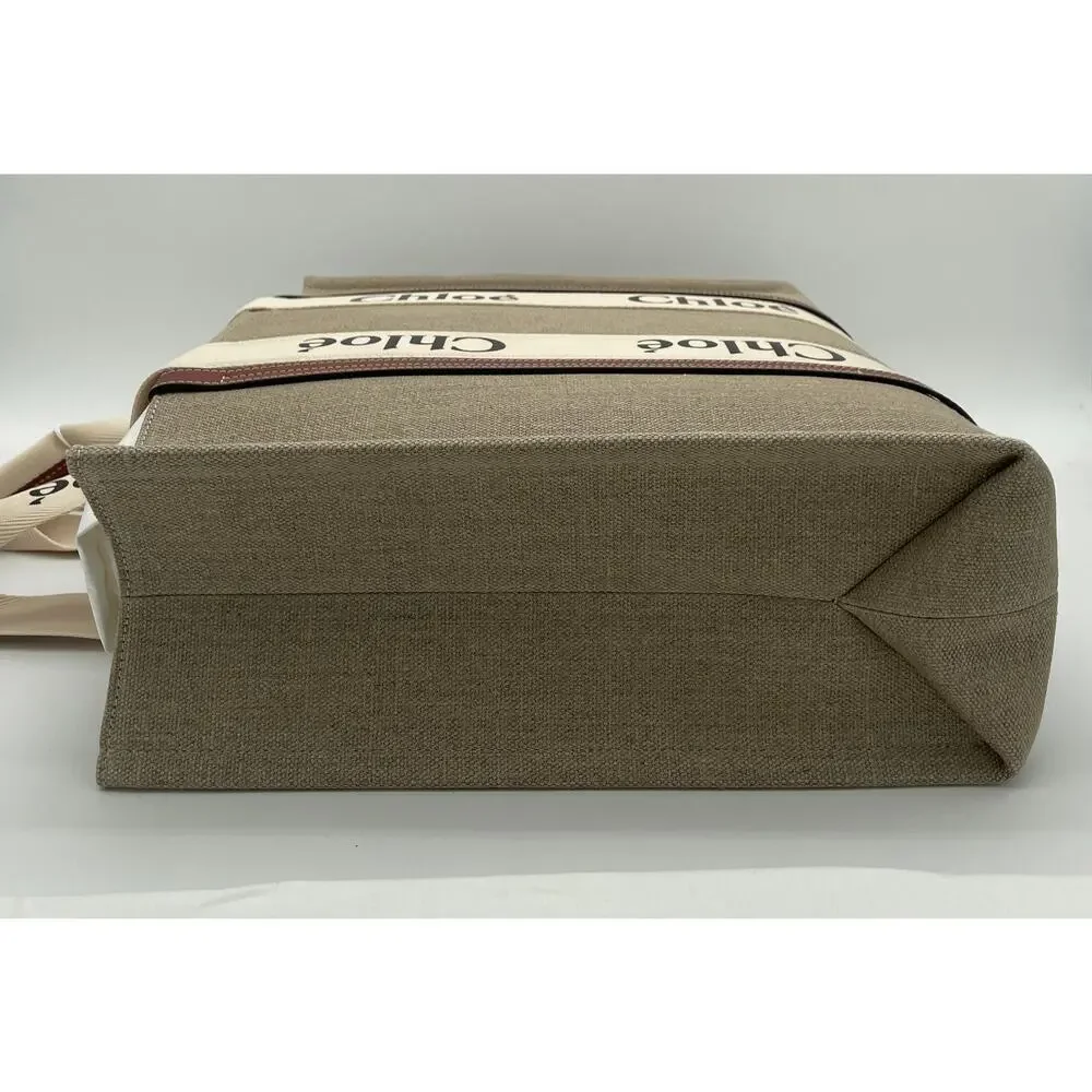 $1650 NEW CHLOE LARGE WOODY CANVAS TOTE SHOULDER BAG NWT AUTHENTIC - Picture 9 of 14